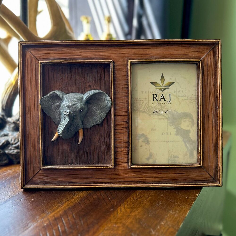 VTG 3D Rustic Textured Elephant Picture Frame Accent Decor - Picture 2 of 9